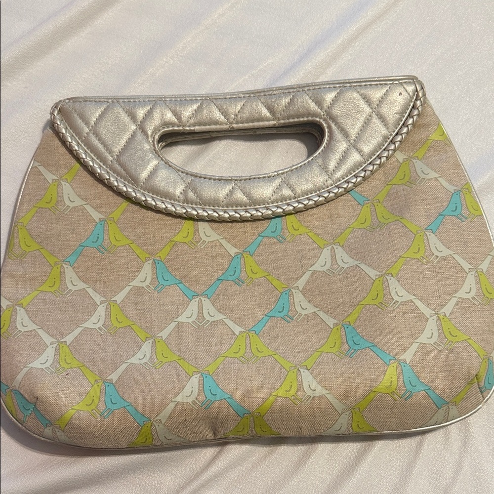 Vera Bradley Silver and Multicolor Quilted Clutch